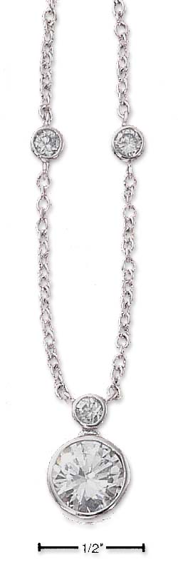 
Sterling Silver 16 Inch 9mm Round Cubic Zirconia Necklace Cubic Zirconia Link Chain
