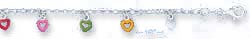 
Sterling Silver 5.5 Inch Childs Enamel Heart Charm Bracelet
