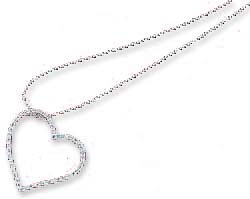 
Sterling Silver Open Heart With White Cubic Zirconias Slider On 18 Inch Box necklace
