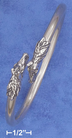 
Sterling Silver 4.5mm Tubular Cuff Antiqued Horse Head Ends
