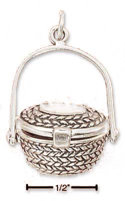 
Sterling Silver Antiqued Nantucket Basket Movable Lid Charm
