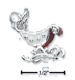 
Sterling Silver Enamel 3d Red And White Santas Sleigh Charm
