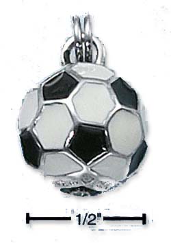 
Sterling Silver Enamel 3d Black White Soccer Ball Charm (H)
