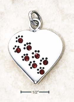 
SS July Cubic Zirconia Paw Print Heart Pendant (Backside Is Engravable)
