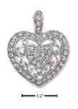 
Sterling Silver Pave CZ Heart Charm With 
