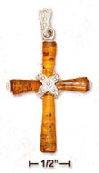 
Sterling Silver Honey Amber Cross With Wr
