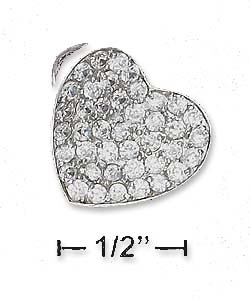 
Sterling Silver 17mm Pave Cubic Zirconia Curled Heart Pendant (Bail Upper Left Back)
