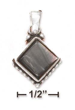 
Sterling Silver 9mm Tipped Gray Shell Pendant Beaded Bottom
