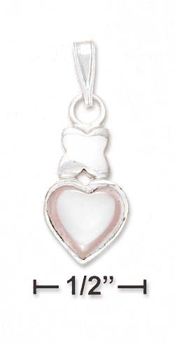 
Sterling Silver 8mm Pink Simulated Mother of Pearl Heart Kiss Pendant
