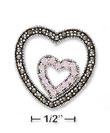 
SS Marcasite Heart Inscribed Pink CZ Hear
