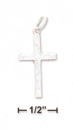 
Sterling Silver Square Stock Cross With Scroll Design Charm
