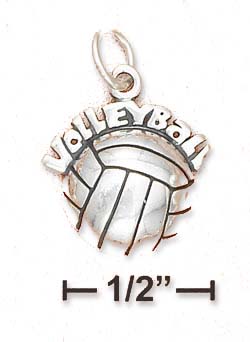 
Sterling Silver Hollow Back Volleyball Sprawled Over The Top Of The Ball
