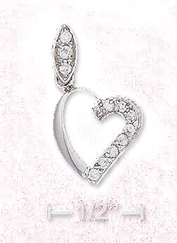 
Sterling Silver 12mm Open Heart Charm With Cubic Zirconia Marquise Bail
