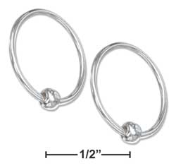 
Sterling Silver 14mm Endless Hoop With Single Bead Earrings
