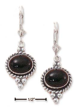 
Sterling Silver Side Laying Oval Simulated Onyx Earrings On Leverback
