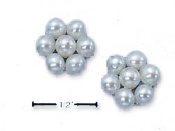 
Sterling Silver White Freshwater Cultured Pearl Flower Cluster Post Earrings
