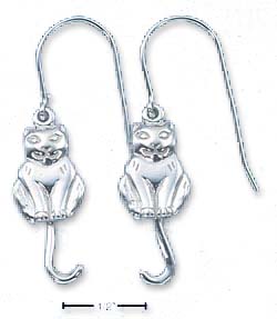 
Sterling Silver Cat With Swinging Tail French Wire Earrings
