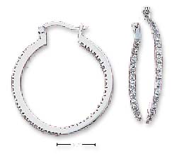 
Sterling Silver 28mm Hoop Earrings With Cubic Zirconias On Outside Front Inside Back
