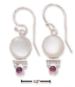 
Sterling Silver Simulated Mother of Pearl Bar Small Amethyst Earrings
