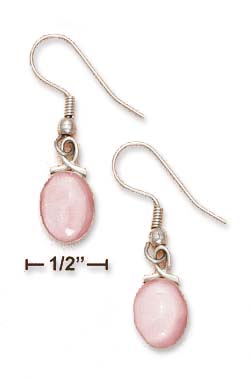 
Sterling Silver Plain 9x11mm Pink Simulated Mother of Pearl With Top Loop Earrings
