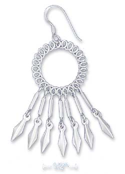 
Sterling Silver Circular Loop Wreath Earrings With Fancy Angular Fringe
