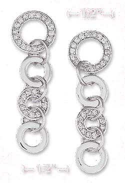 
SS Post Earrings Alternating Cubic Zirconia Circle Plain Silver Circles
