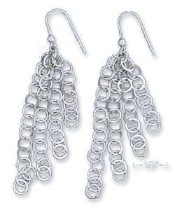 
Sterling Silver 4 strand Earrings With Interlocking Flat Circle strand s
