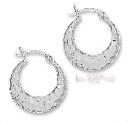 
Sterling Silver 20mm Hammered Fat Bottom Hoop Earrings With French Locks
