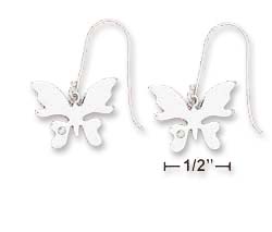 
Sterling Silver 17mm Wide Butterfly Cubic Zirconia French Wire Earrings
