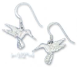 
Sterling Silver DC 12x21mm Humming Bird Earrings French Wire
