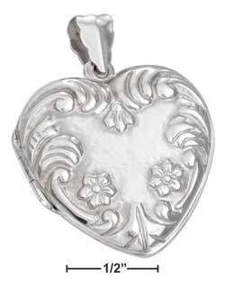
Sterling Silver Medium Floral Embossed Heart Locket Pendant
