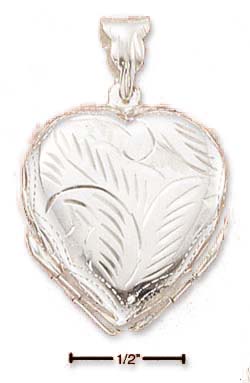 
Sterling Silver Medium Four Way Etched Heart Locket Pendant
