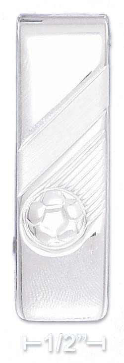 
Sterling Silver 15mm Wide Mens Money Clip Lines Soccer Ball
