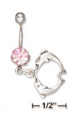 
SS Belly Ring With Pink Ice Gemstone Kiss
