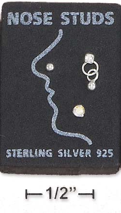 
Sterling Silver Plain Ball Iridescent/Clr Xtl Nose Stud Set
