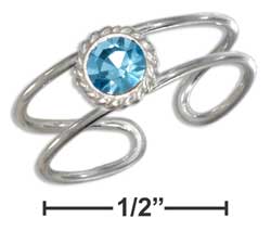 
Sterling Silver Round Blue Cubic Zirconia Roping On Open Shank Toe Ring
