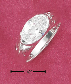 
SS 7 X 10mm Clear Side CZ Ring With Knife Edge Tapered Ring
