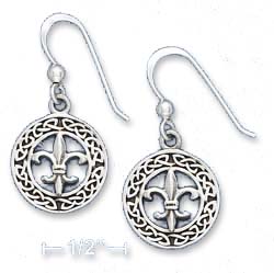 
Sterling Silver 5/8 Inch Celtic Wreath Earrings Inscribed Fleur-de-lis
