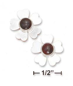 
Sterling Silver 6mm Garnet Flower Post Earrings - 1/2 Inch
