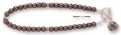 
Sterling Silver 7 Inch Hematite Beads with Beads Flower Toggle Bracelet

