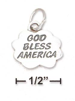 
Sterling Silver God Bless America In Cloud Charm Lettering
