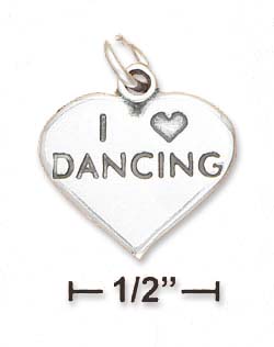
Sterling Silver I Heart Dancing Heart Charm With Lettering
