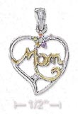 
SS Two-Tone 17mm Mom Open Heart Pendant C
