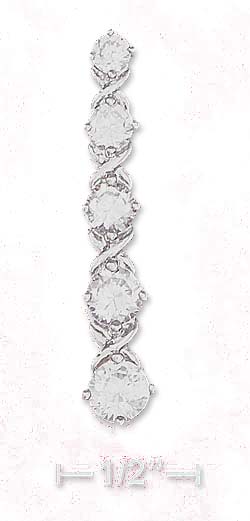 
Sterling Silver 1.5 Inch straight Line X Design Pendant 5 Graduated Cubic Zirconias

