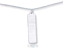
SS 16 Inch Curb Chain With 11 X 40mm Love Faith Hope Charm
