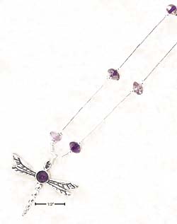 
Sterling Silver 16-18 Inch LS Dragon Fly Amethyst Necklace
