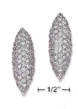 
Sterling Silver 1.25 Inch Pave Curved Shaped Post Earrings

