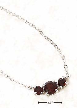 
Sterling Silver 17 Inch Cable necklace With Triple Garnet Stone Cluster
