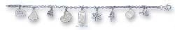 
Sterling Silver 7 Inch 3.5mm Rolo Christmas Charm Bracelet
