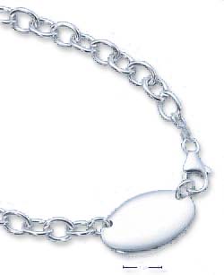 
Sterling Silver 16 Inch Rolo Necklace With Oval Engravable
